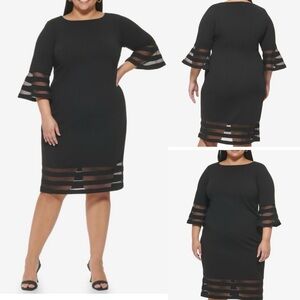 Calvin Klein Plus Size 22W Bell-Sleeve
Boat Neck Sheath Dress Black